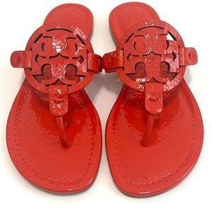 NIB Tory Burch Naplak Patent Leather Miller - Bright Samba, Size 6